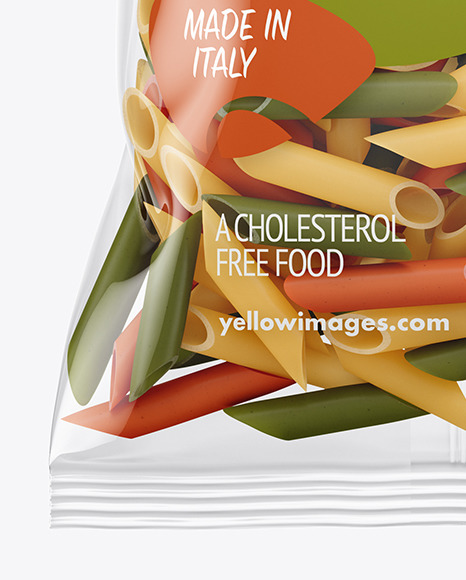 Download Plastic Bag With Tricolor Penne Pasta Mockup in Bag & Sack ...