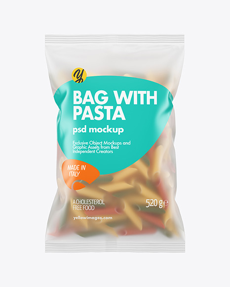 Download Frosted Plastic Bag With Tricolor Penne Pasta Mockup In Bag Sack Mockups On Yellow Images Object Mockups Yellowimages Mockups