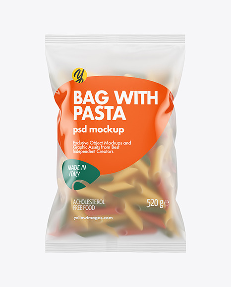 Download Frosted Plastic Bag With Tricolor Penne Pasta Mockup In Bag Sack Mockups On Yellow Images Object Mockups