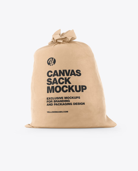 Download Canvas Sack Mockup In Bag Sack Mockups On Yellow Images Object Mockups PSD Mockup Templates