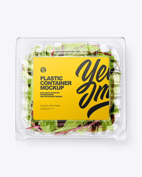 Download Transparent Plastic Container With Salad Mockup Top View In Pot Tub Mockups On Yellow Images Object Mockups PSD Mockup Templates