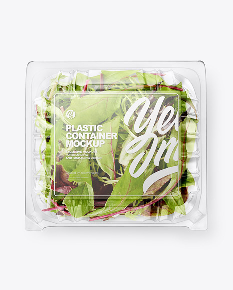 Download Transparent Plastic Container With Salad Mockup Top View In Pot Tub Mockups On Yellow Images Object Mockups Yellowimages Mockups