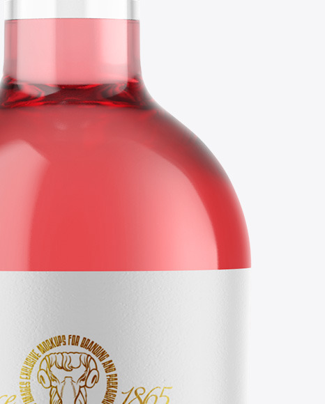 Download Clear Glass Bottle With Pink Wine Psd Mockup Yellowimages