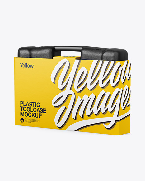 Download Plastic Tool Case Mockup With Box Half Side View In Box Mockups On Yellow Images Object Mockups PSD Mockup Templates