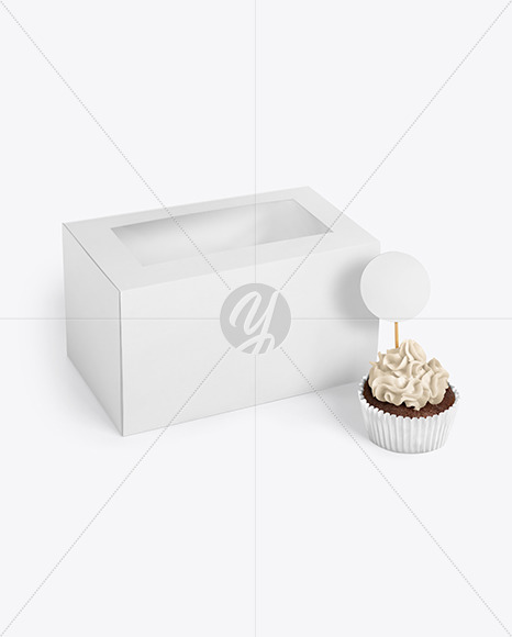 Download Box W Cupcake Mockup In Box Mockups On Yellow Images Object Mockups PSD Mockup Templates