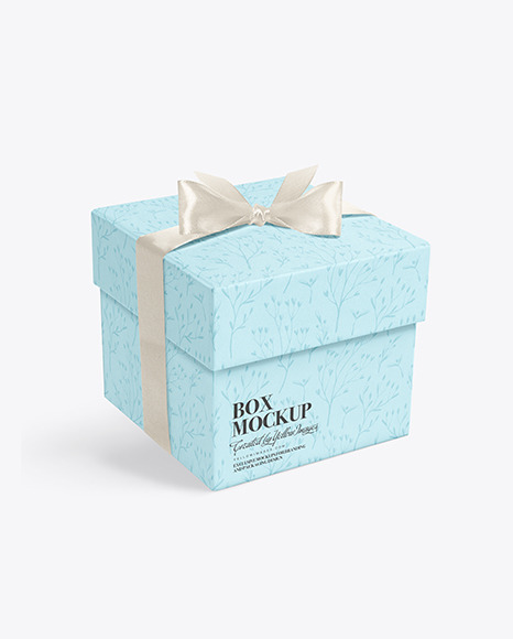 Download Square Gift Box W Bow Mockup In Box Mockups On Yellow Images Object Mockups