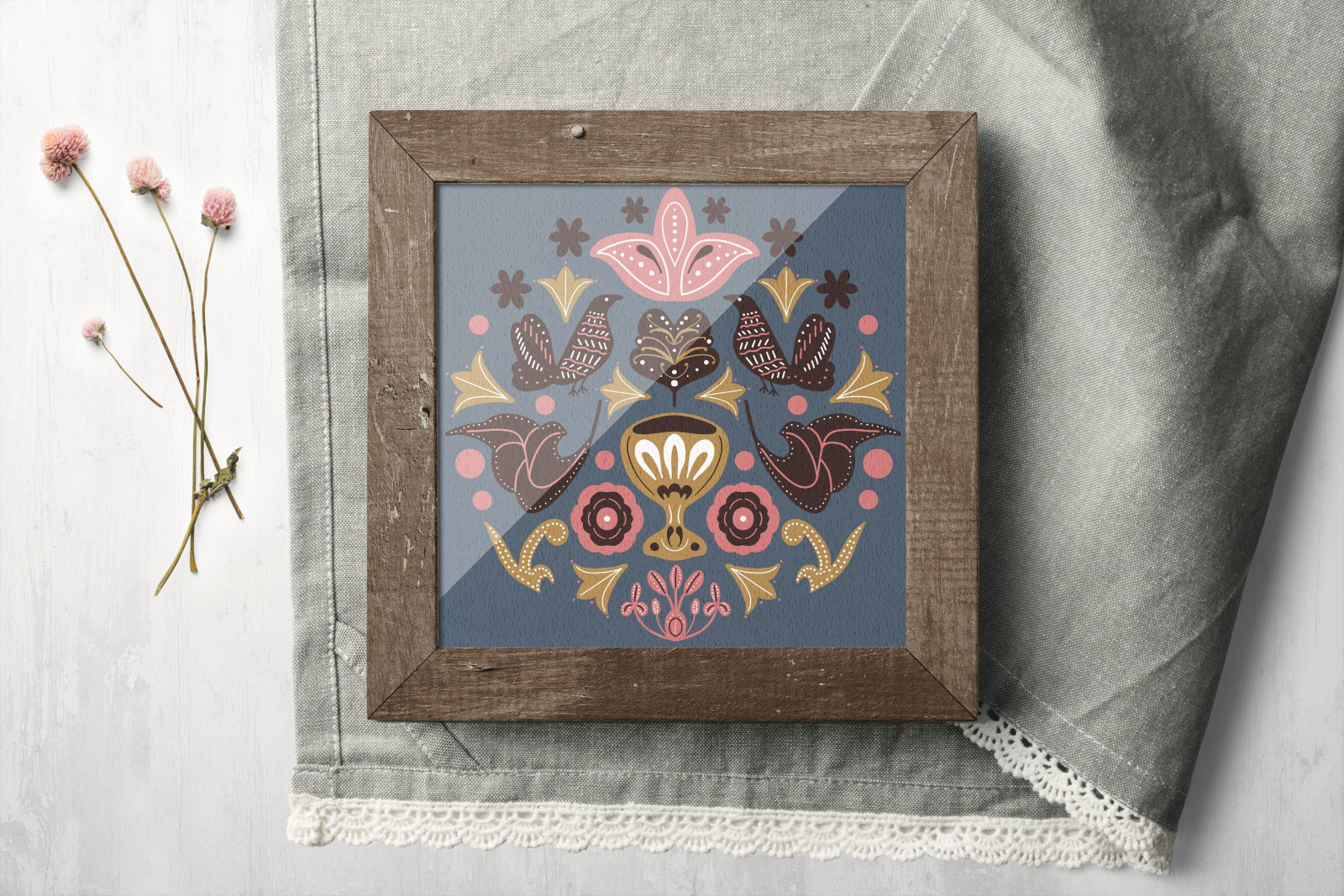 Nordic Fantasy Folk Art Collection on Yellow Images Creative Store