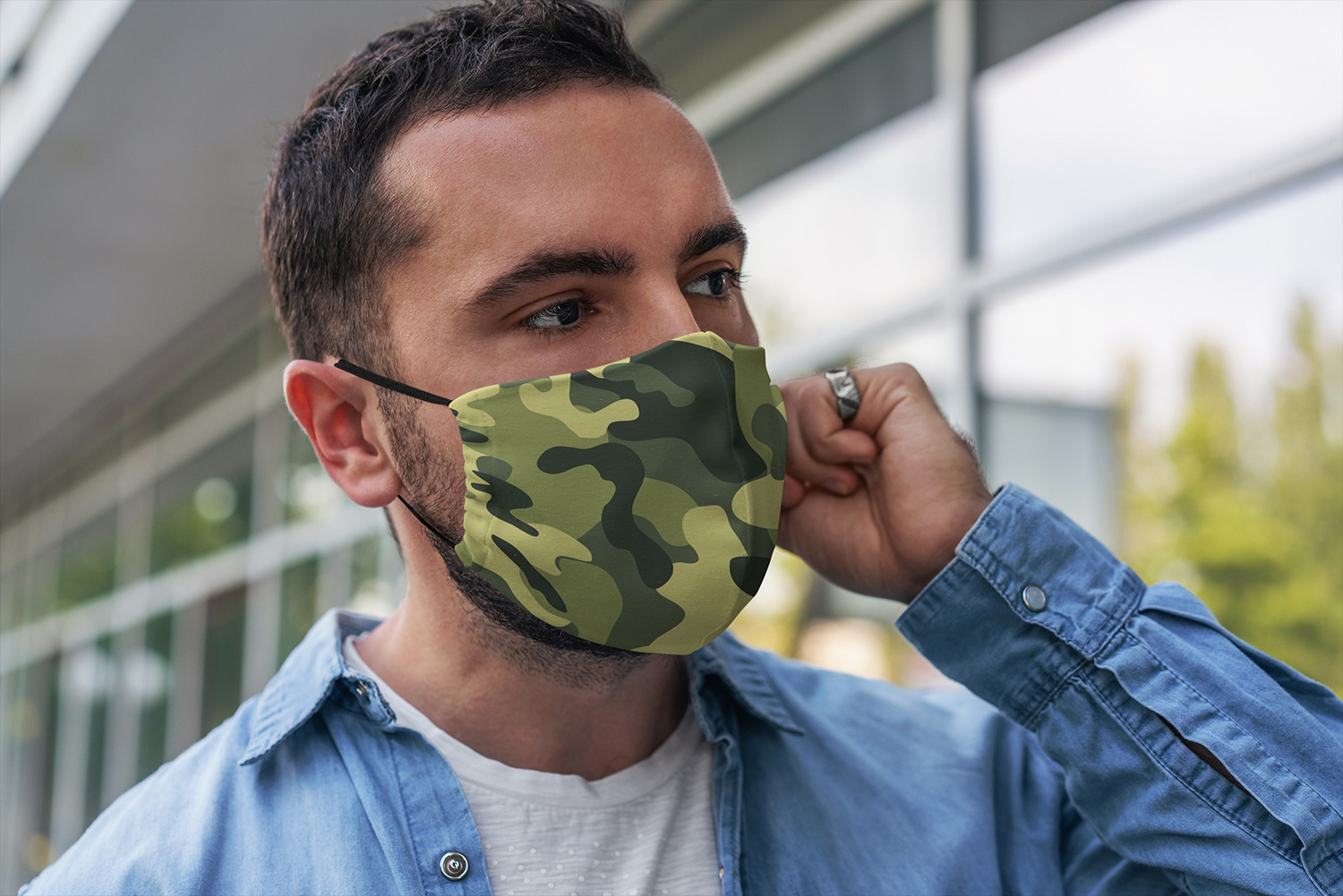 Download Face Mask MockUp Lifestyle in Product Mockups on Yellow Images Creative Store