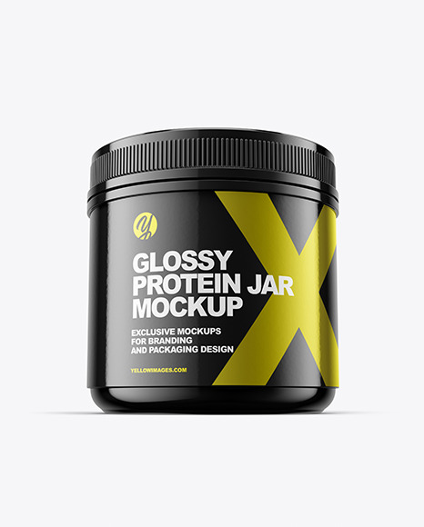 Download Glossy Protein Jar Mockup In Jar Mockups On Yellow Images Object Mockups PSD Mockup Templates