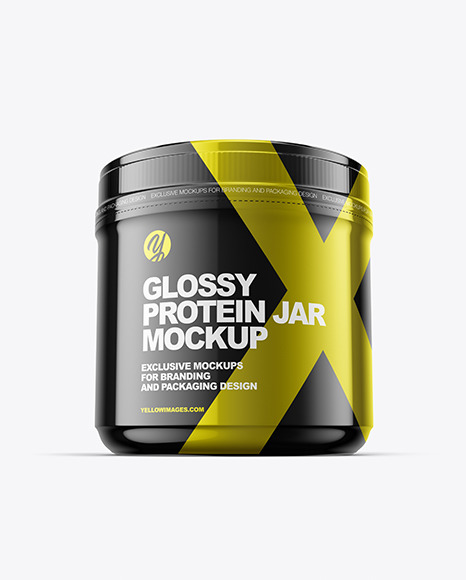 Download Glossy Protein Jar Psd Mockup Front View Yellowimages