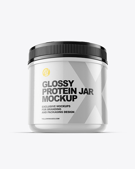 Download Glossy Protein Jar Psd Mockup Front View Yellowimages