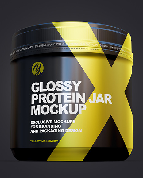 Download Glossy Protein Jar Mockup Yellow Author Yellowimages Mockups