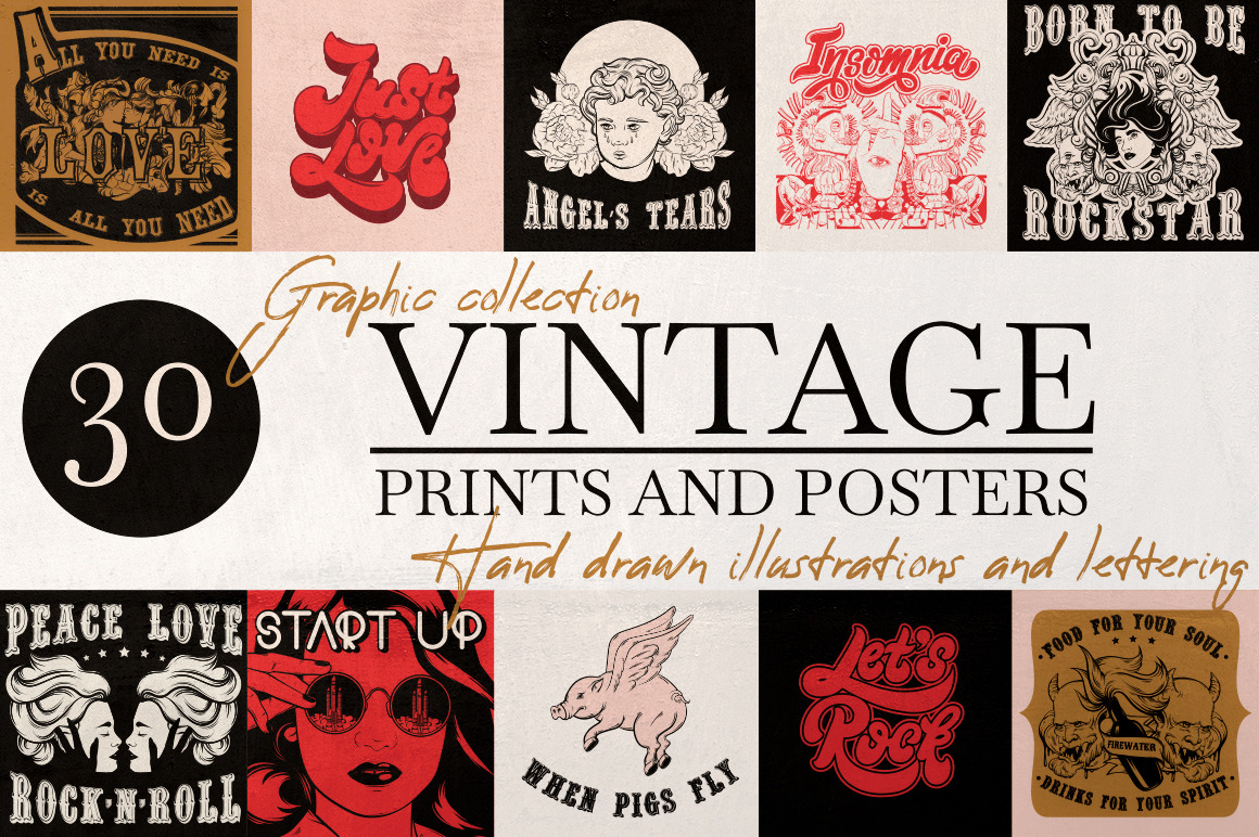 30 vintage prints and posters. on Yellow Images Creative Store