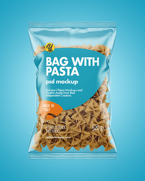 Download Whole Wheat Farfalle Pasta Bag Mockup In Bag Sack Mockups On Yellow Images Object Mockups PSD Mockup Templates