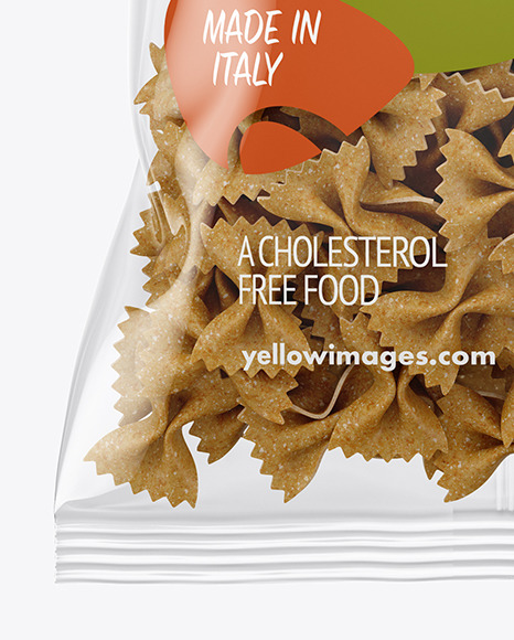 Download Whole Wheat Farfalle Pasta Bag Mockup in Bag & Sack Mockups on Yellow Images Object Mockups