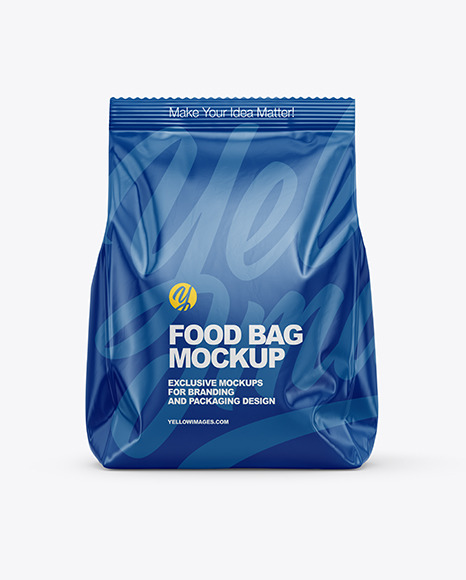 Download Glossy Food Bag Mockup Front View In Bag Sack Mockups On Yellow Images Object Mockups