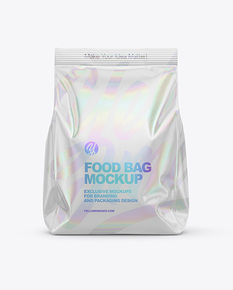 Download Glossy Food Bag Mockup Front View In Bag Sack Mockups On Yellow Images Object Mockups