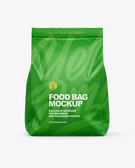 Download Matte Food Bag Mockup Front View In Bag Sack Mockups On Yellow Images Object Mockups