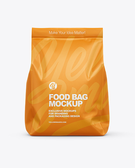 Download Matte Food Bag Mockup Front View In Bag Sack Mockups On Yellow Images Object Mockups PSD Mockup Templates