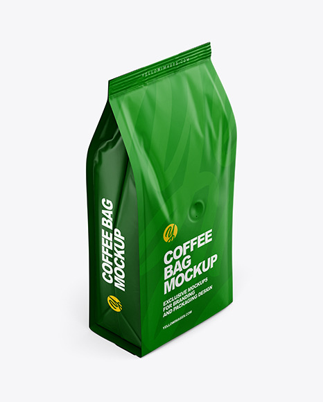 Download Matte Coffee Bag Mockup Half Side View In Bag Sack Mockups On Yellow Images Object Mockups