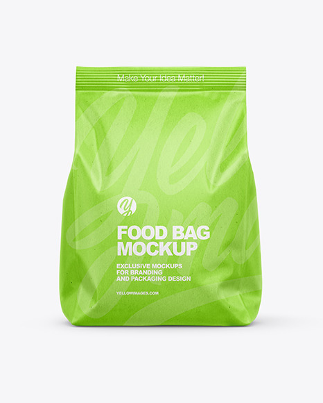 Download Kraft Food Bag Mockup Front View In Bag Sack Mockups On Yellow Images Object Mockups Yellowimages Mockups