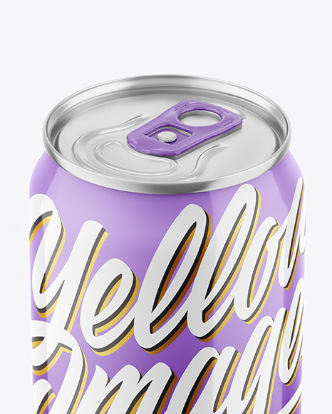 Download Metallic Drink Can With Glossy Finish Mockup Yellow Author