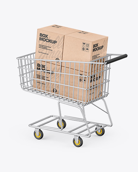 Download Shopping Cart W Kraft Boxes Mockup In Packaging Mockups On Yellow Images Object Mockups Yellowimages Mockups