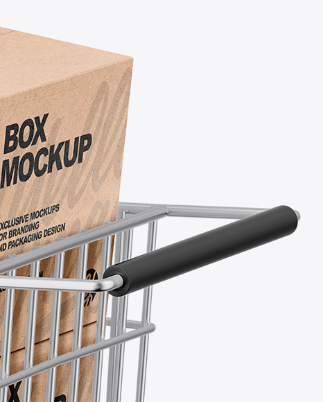 Download Shopping Cart W/ Kraft Boxes Mockup in Packaging Mockups on Yellow Images Object Mockups