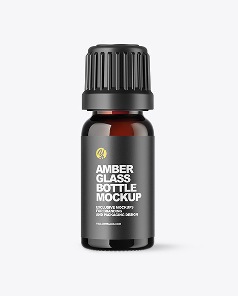 Dark Amber Glass Bottle Mockup