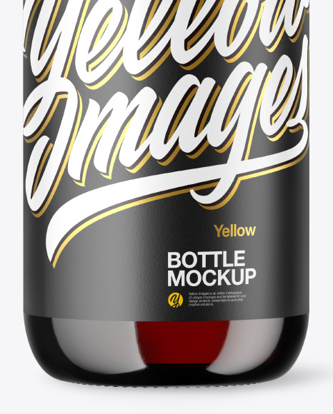 Dark Amber Glass Bottle Mockup PSD #1
