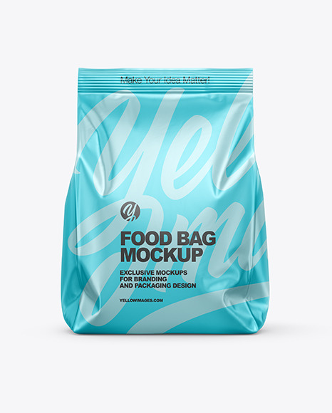 Download Matte Metallic Food Bag Mockup Front View In Bag Sack Mockups On Yellow Images Object Mockups PSD Mockup Templates