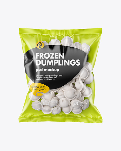 Plastic Bag With Dumplings Mockup In Bag Sack Mockups On Yellow Images Object Mockups