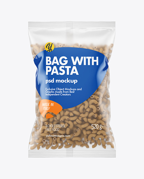 Download Whole Wheat Chifferini Rigati Pasta Matte Bag Mockup In Bag Sack Mockups On Yellow Images Object Mockups