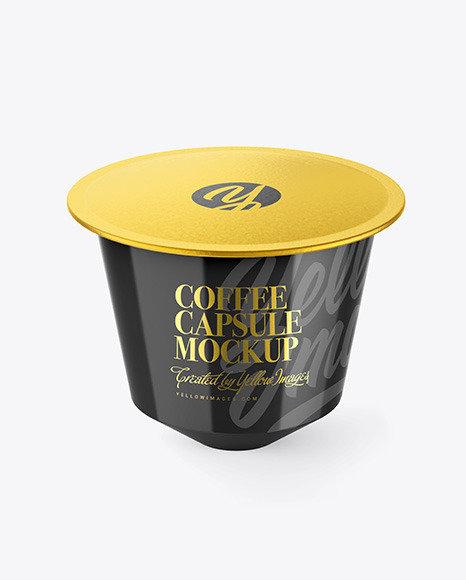 Download Glossy Coffee Capsule Mockup In Bottle Mockups On Yellow Images Object Mockups PSD Mockup Templates