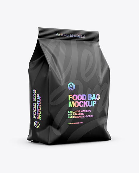 Matte Food Bag Mockup Half Side View In Bag Sack Mockups On Yellow Images Object Mockups