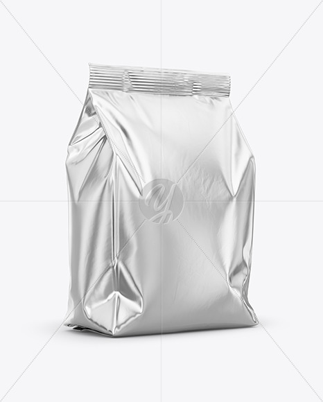 Download Glossy Metallic Food Bag Mockup Front View In Bag Sack Mockups On Yellow Images Object Mockups Yellowimages Mockups