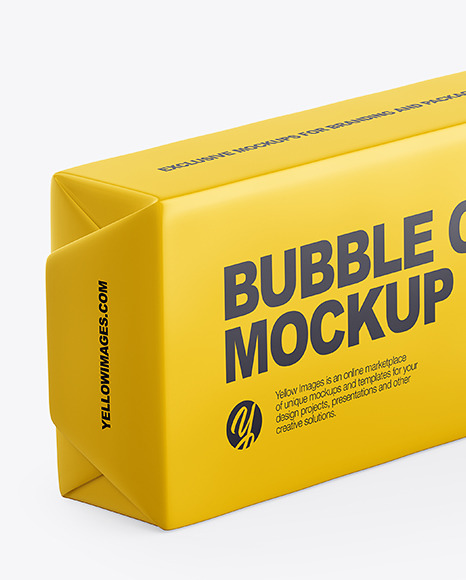 Download Chewing Bubble Gum Pads Matte Packaging Mockup Half Side View In Box Mockups On Yellow Images Object Mockups