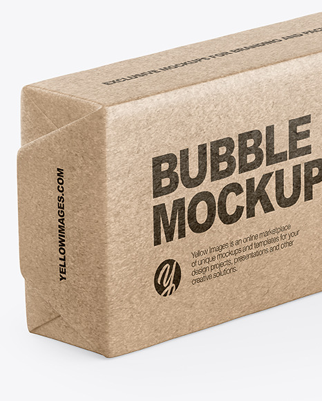 Download Chewing Bubble Gum Pads Kraft Packaging Mockup Half Side View In Box Mockups On Yellow Images Object Mockups