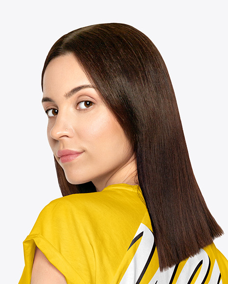 Woman in a T Shirt Mockup PSD #1