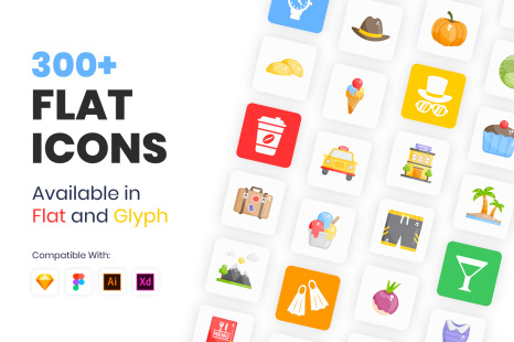 300+ Flat Icons
