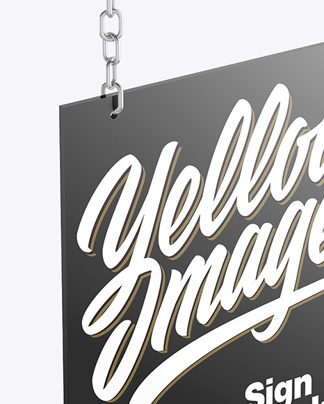 Sign w Metallic Chain Mockup PSD #2