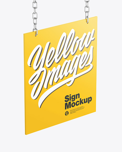Sign w Metallic Chain Mockup PSD #6