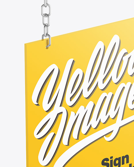 Sign w Metallic Chain Mockup PSD #7