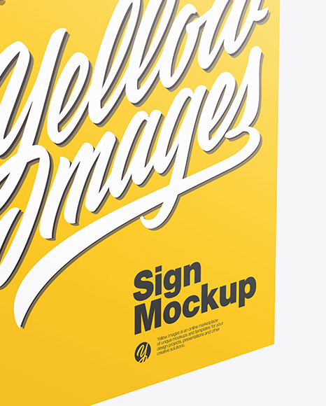 Sign W Metallic Chain Mockup In Indoor Advertising Mockups On Yellow Images Object Mockups