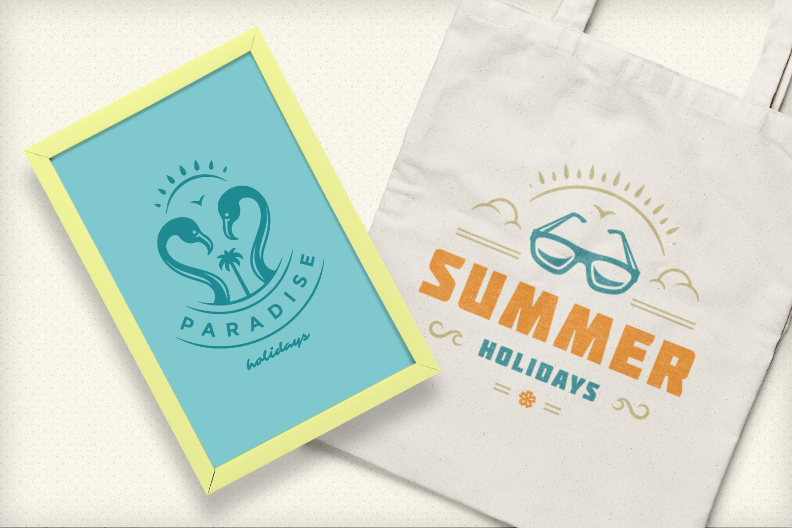 Download Summer Holidays Emblems Badges In Design Elements On Yellow Images Creative Store