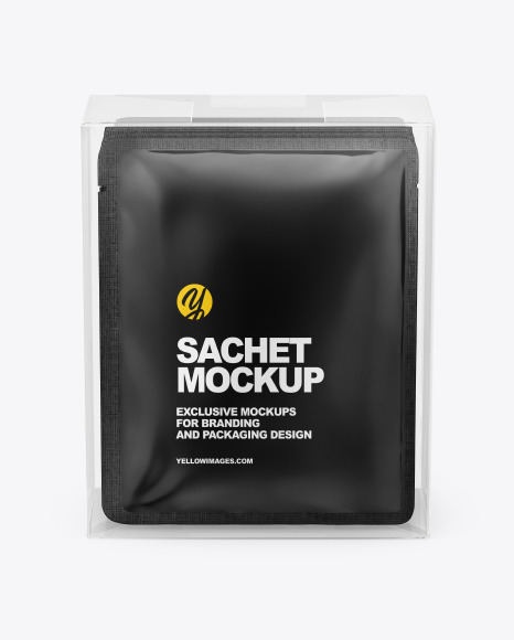 Transparent Box With Sachet Mockup In Box Mockups On Yellow Images Object Mockups