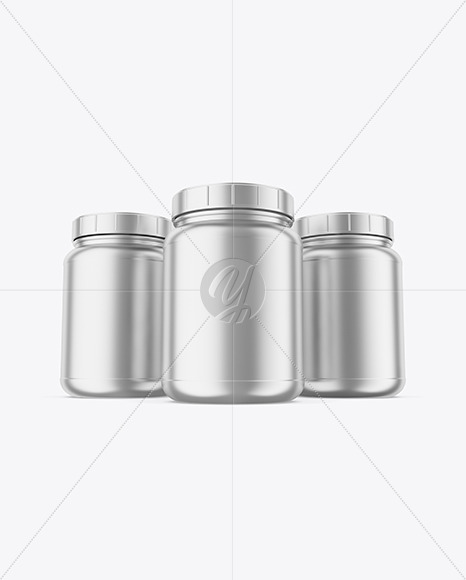 Download Three Metallic Protein Jars Mockup In Jar Mockups On Yellow Images Object Mockups Yellowimages Mockups