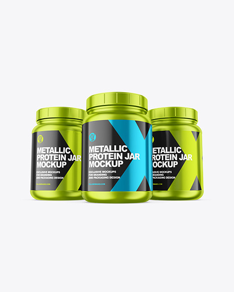 Download Three Metallic Protein Jars Mockup In Jar Mockups On Yellow Images Object Mockups Yellowimages Mockups