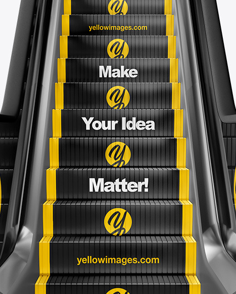 Download Escalator Mockup Front View In Indoor Advertising Mockups On Yellow Images Object Mockups Yellowimages Mockups