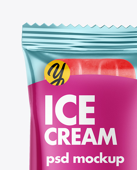 Download Fruit Ice Lolly Mockup in Flow-Pack Mockups on Yellow Images Object Mockups